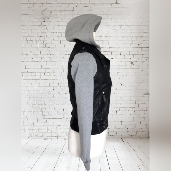 New Look Women's Black and Gray Hooded Jacket Size Small - Picture 3 of 5